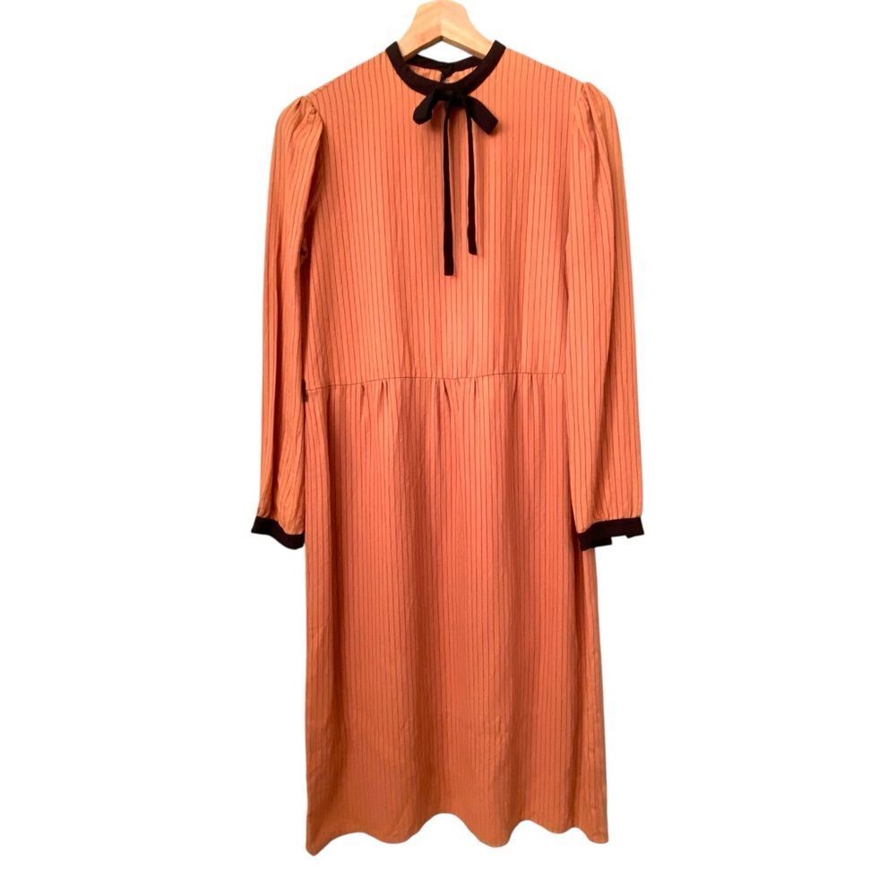 Vintage Christine Von Lumbe  Orange Long Sleeve Dress in Size *SEE MEASUREMENT* - Picture 4 of 16